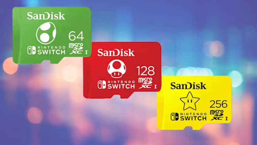 Hand inserting a memory card into a portable console