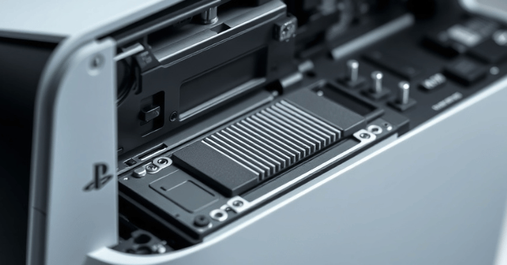 NVMe drive with heatsink ready for console installation