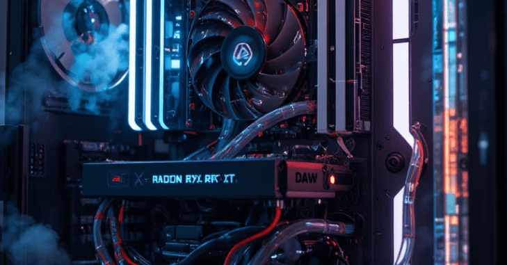 Dual fan cooler on an AMD graphics card