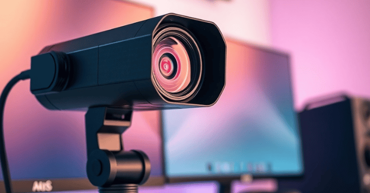 Content creator recording with a desktop webcam