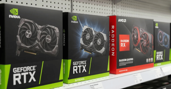 NVIDIA RTX 4080 card with a triple fan cooler
