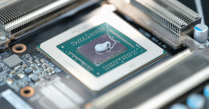 Thermal paste applied in a small dot on a processor