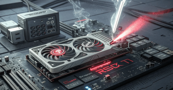 Cooling shroud and fan detail on a modern GPU
