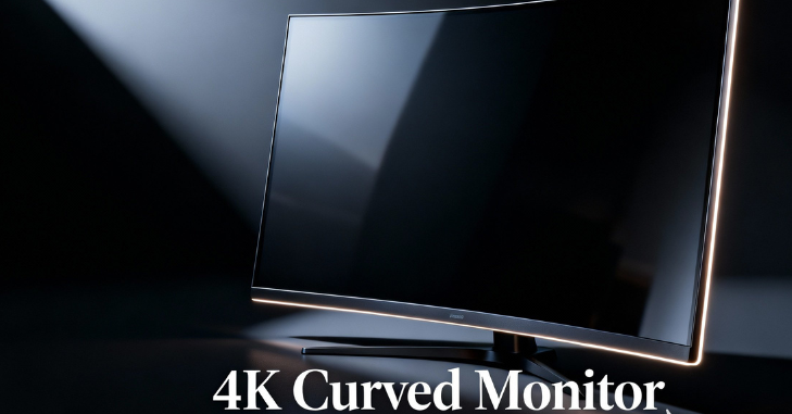 Wide view of a curved display showing detailed 4K content