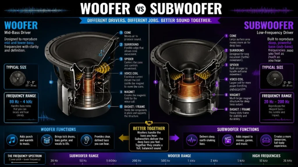 Woofer Explained: How Bass Drivers Work and How They Differ From Subwoofers